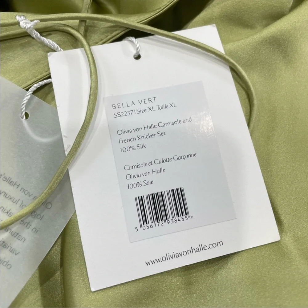 Olivia von Halle Light Green Silk Satin Cami & Shorts Set
